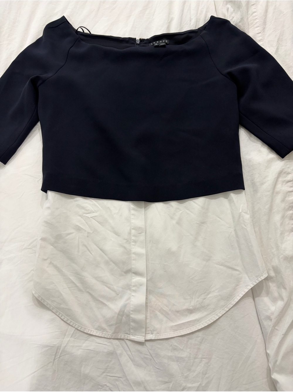 Theory Women’s Layered Navy and White Two-in-One Top